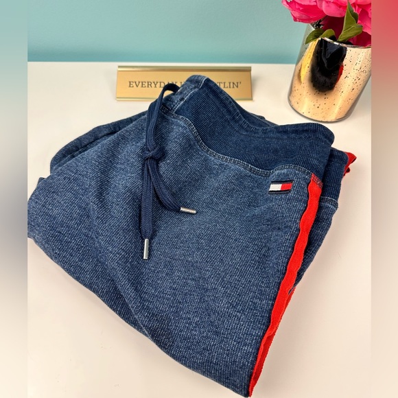 Tommy Hilfiger Pants - Tommy womens terry joggers, navy with red side stripe, size XL, great condition
